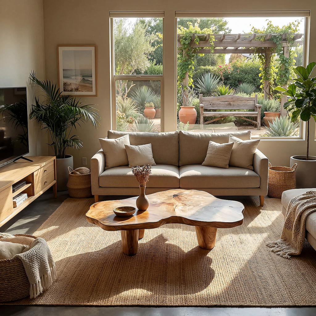 Freeform Live Edge Coffee Table with Sculptural Block Legs - view 5 of 7
