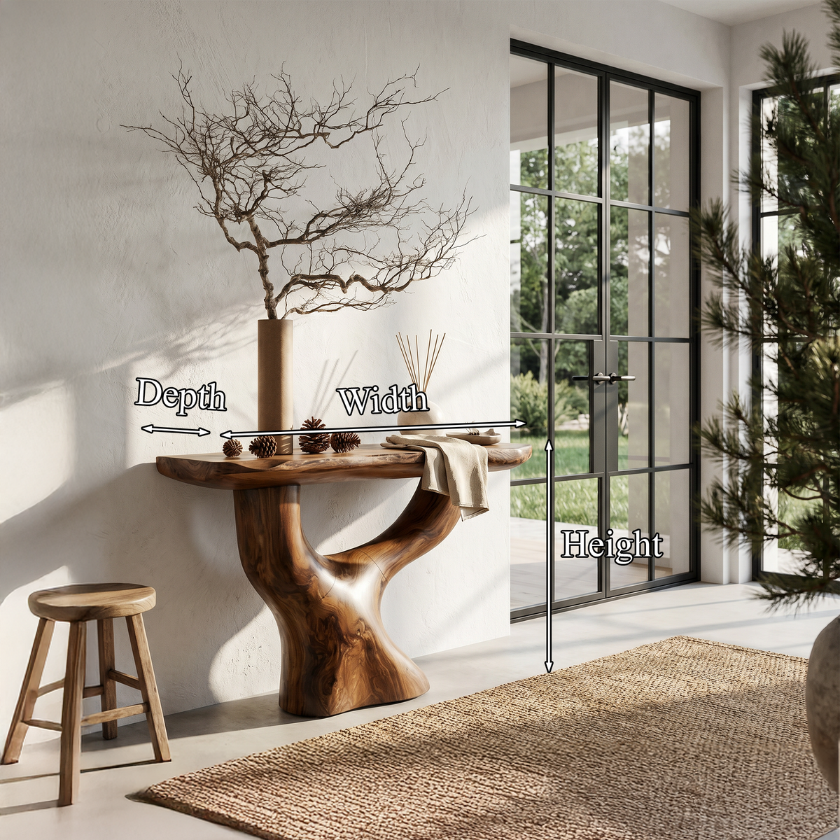 Rustic Console Table With Sculptural Tree Root Base For Entryway - view 8 of 8