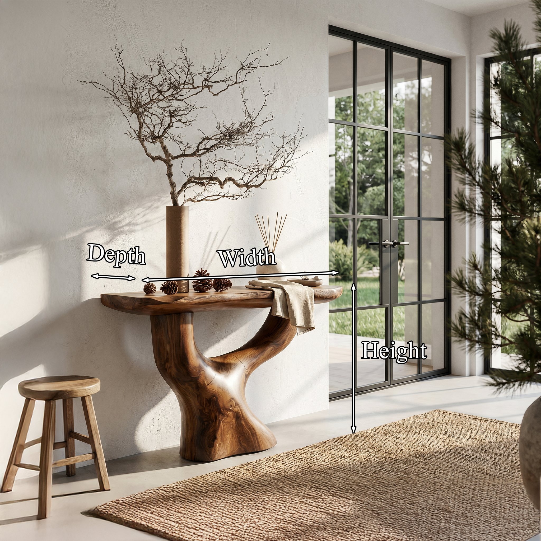 Rustic Console Table With Sculptural Tree Root Base For Entryway - view 8 of 8