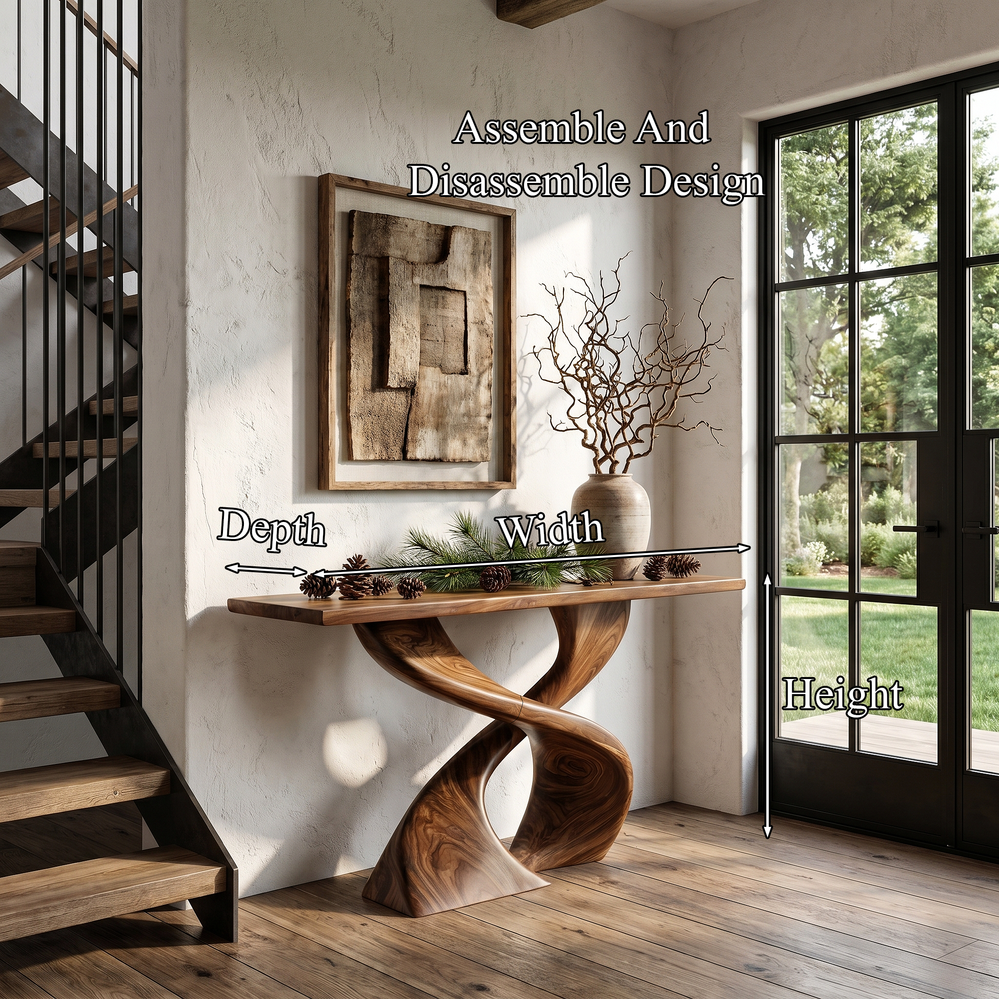 Sculptural Console Table With Twisted Tree Inspired Design For Hallway - view 8 of 8