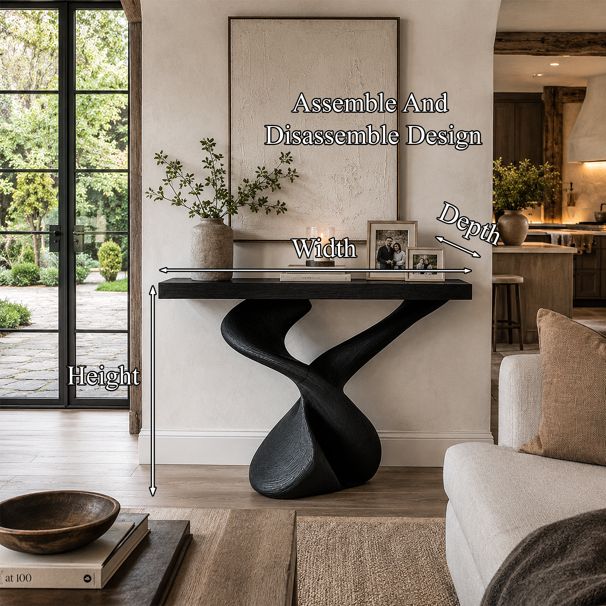 Organic Sculptural Console Table With Artistic Curved Base For Entryway - view 8 of 8