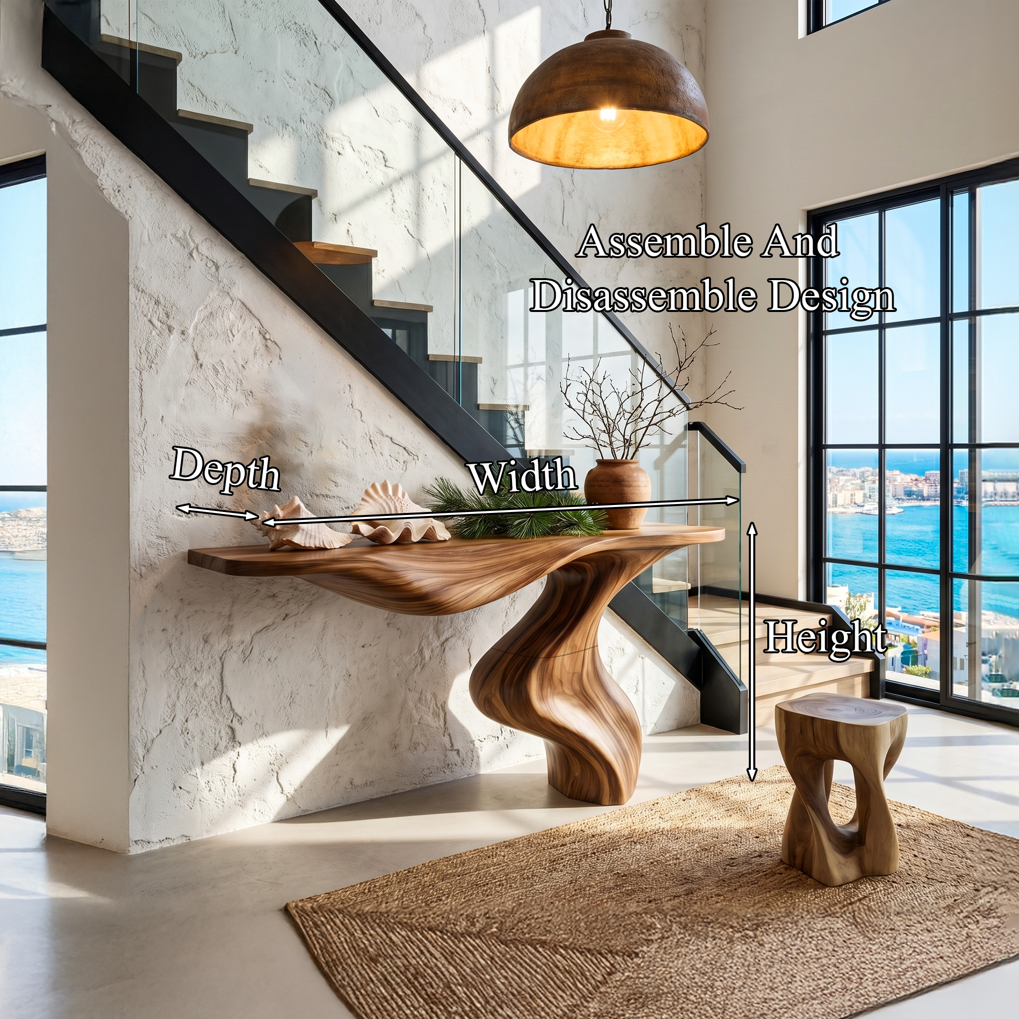 Modern Console Table With Statement Sculptural Base For Living Room - view 8 of 8