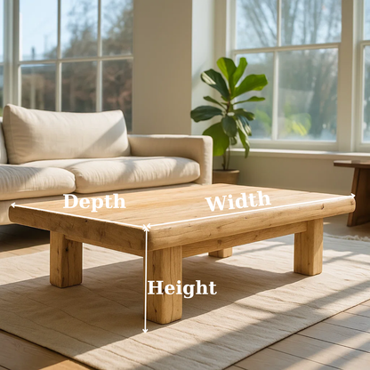 Handcrafted Solid Wood Coffee Table – Rustic Thick Slab Design for Living Room - view 3 of 6
