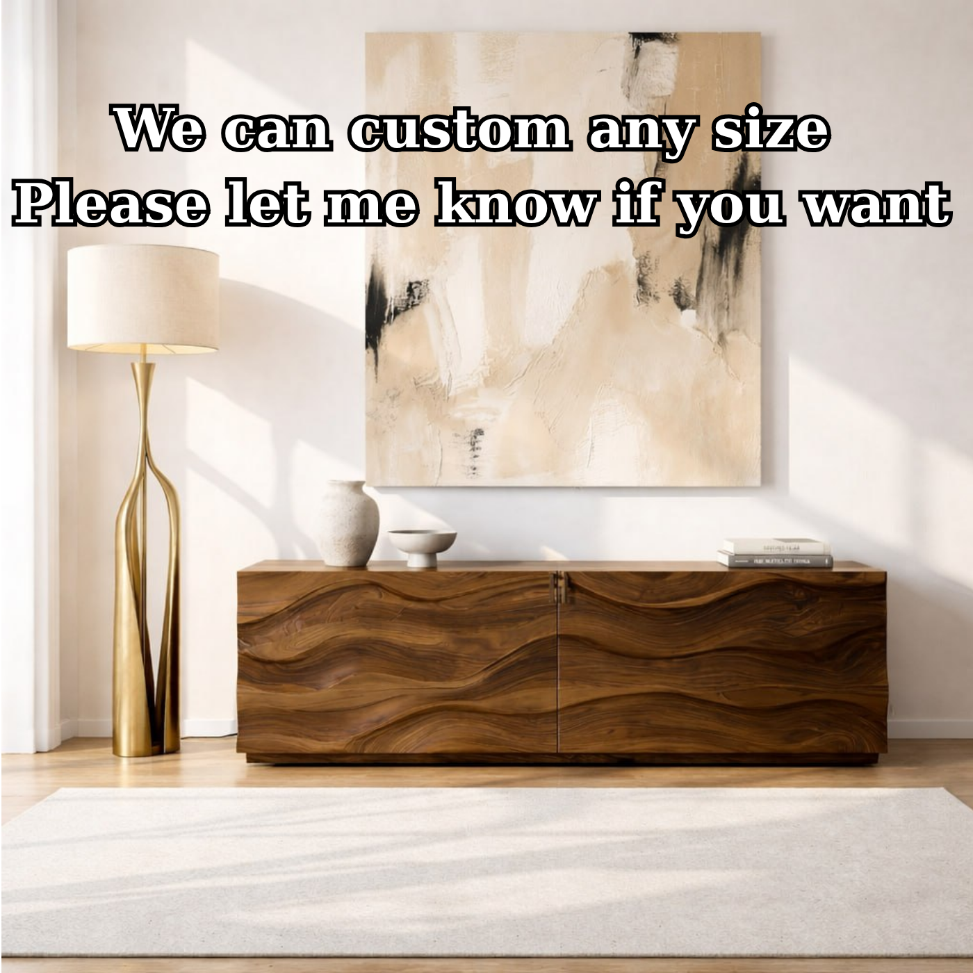 Modern Console Table with Wave Front, Minimalist Entryway Cabinet for Living Room Storage - view 7 of 9