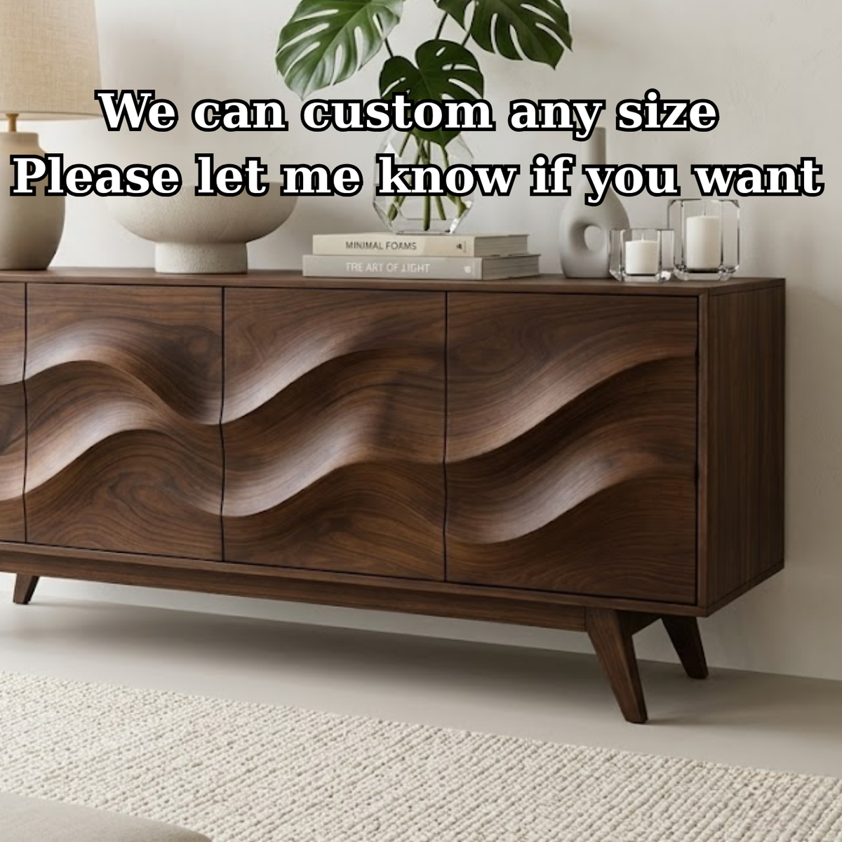 Solid Wood Console Table with Sculptural Wave Front for Modern Entryway - view 7 of 9