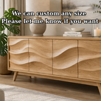 Solid Wood Console Table with Sculptural Wave Front for Modern Living Space - view 7 of 9