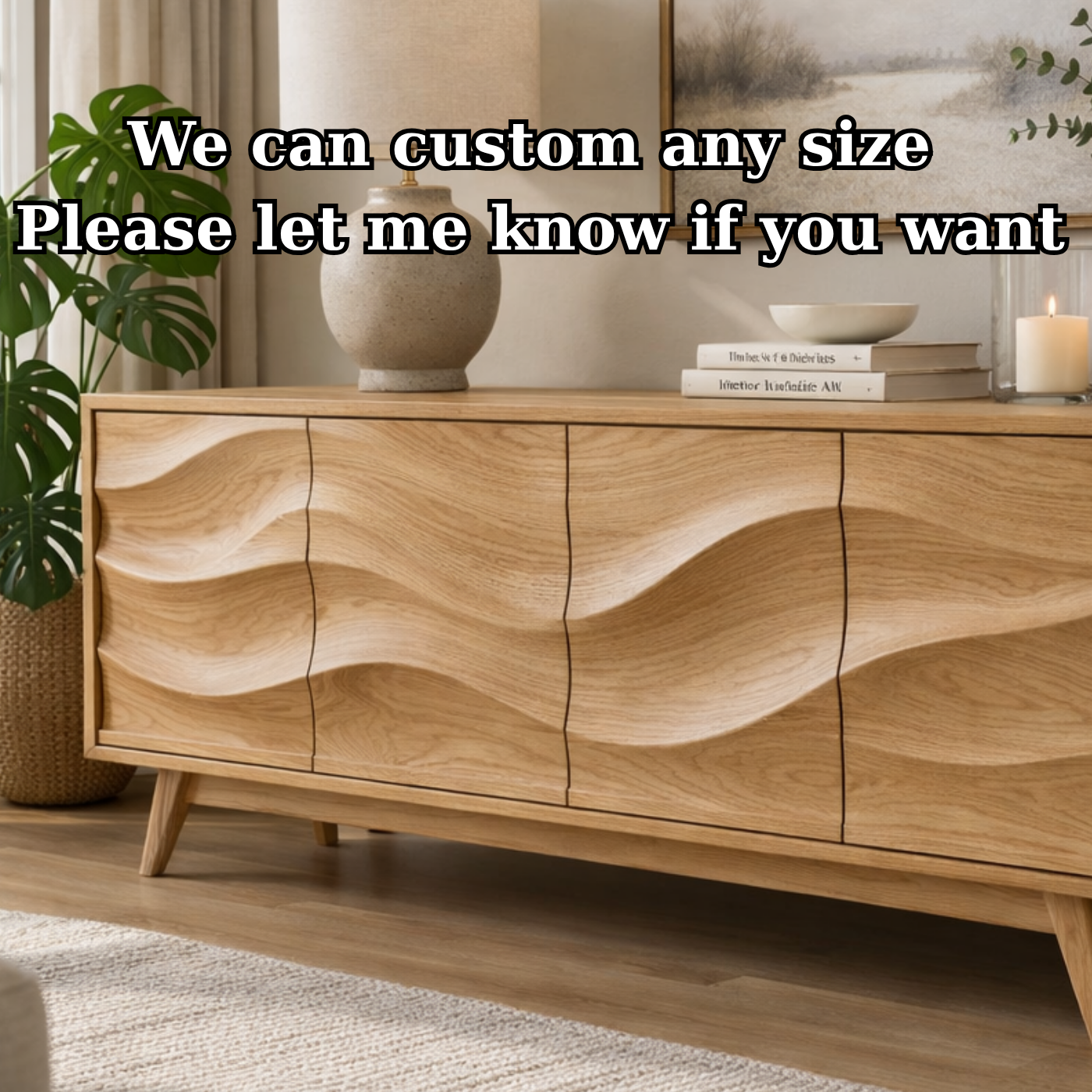 Solid Wood Console Table with Sculptural Wave Front for Modern Living Space - view 7 of 9