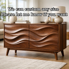 Solid Wood Console Table with Sculptural Wave Doors and Mid-Century Legs - view 7 of 9