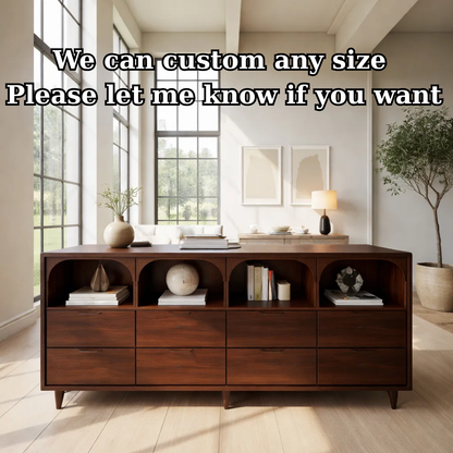 Solid Wood Console Table with Arched Open Shelves and Drawer Storage - view 6 of 8