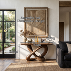Modern Console Table With Twisted Ribbon Wood Base For Entryway - view 8 of 8