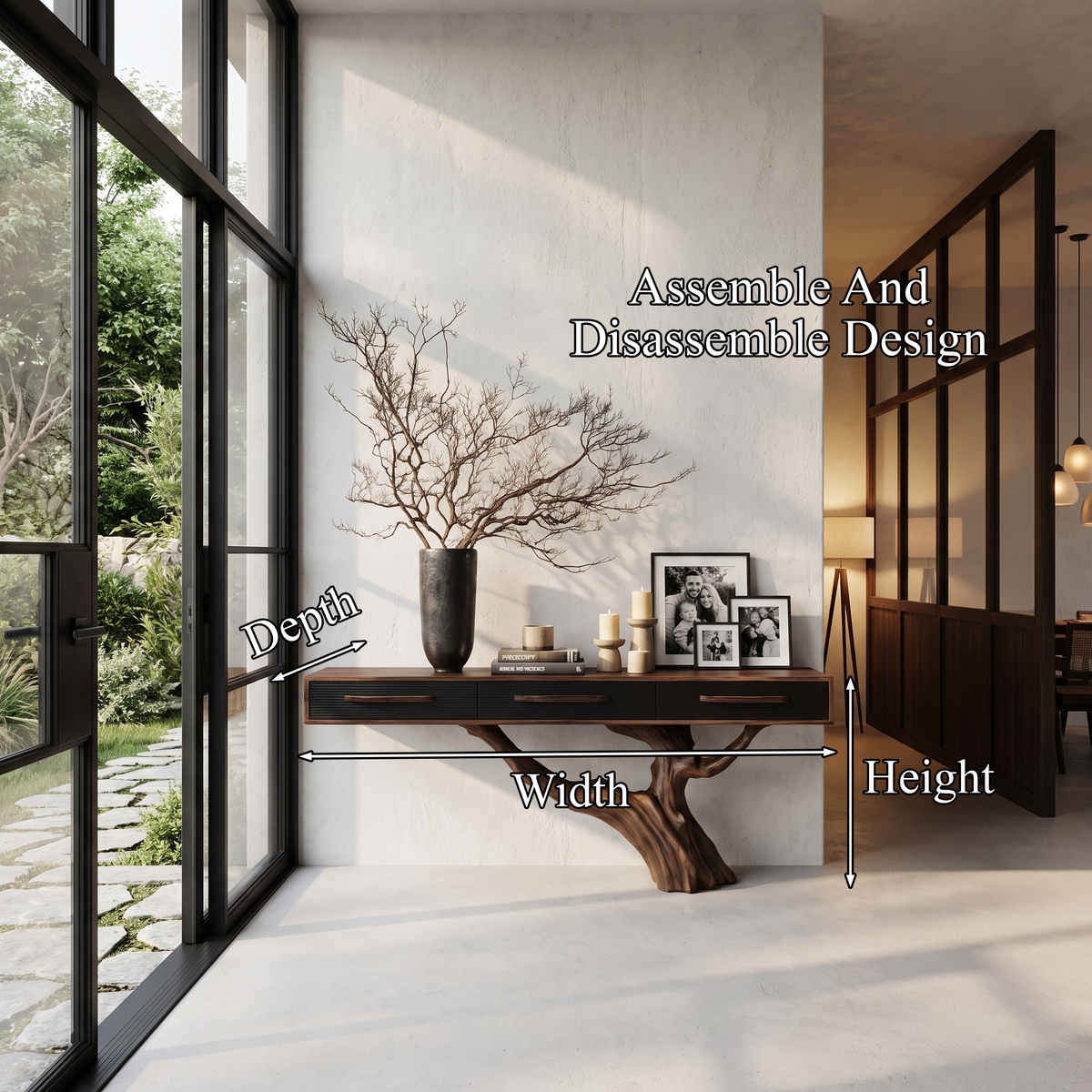 Statement Console Table With Nature Inspired Tree Base For Living Room - view 8 of 8