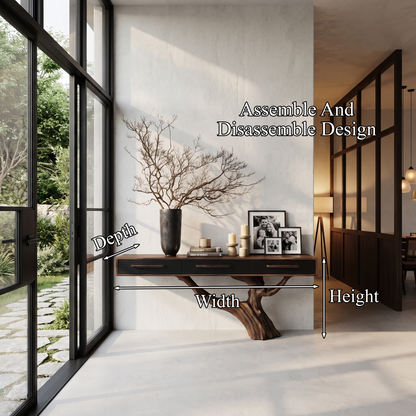 Statement Console Table With Nature Inspired Tree Base For Living Room - view 8 of 8