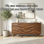 Solid Wood Console Table with Sculptural Wave Front Doors and Modern Storage Design - view 7 of 9