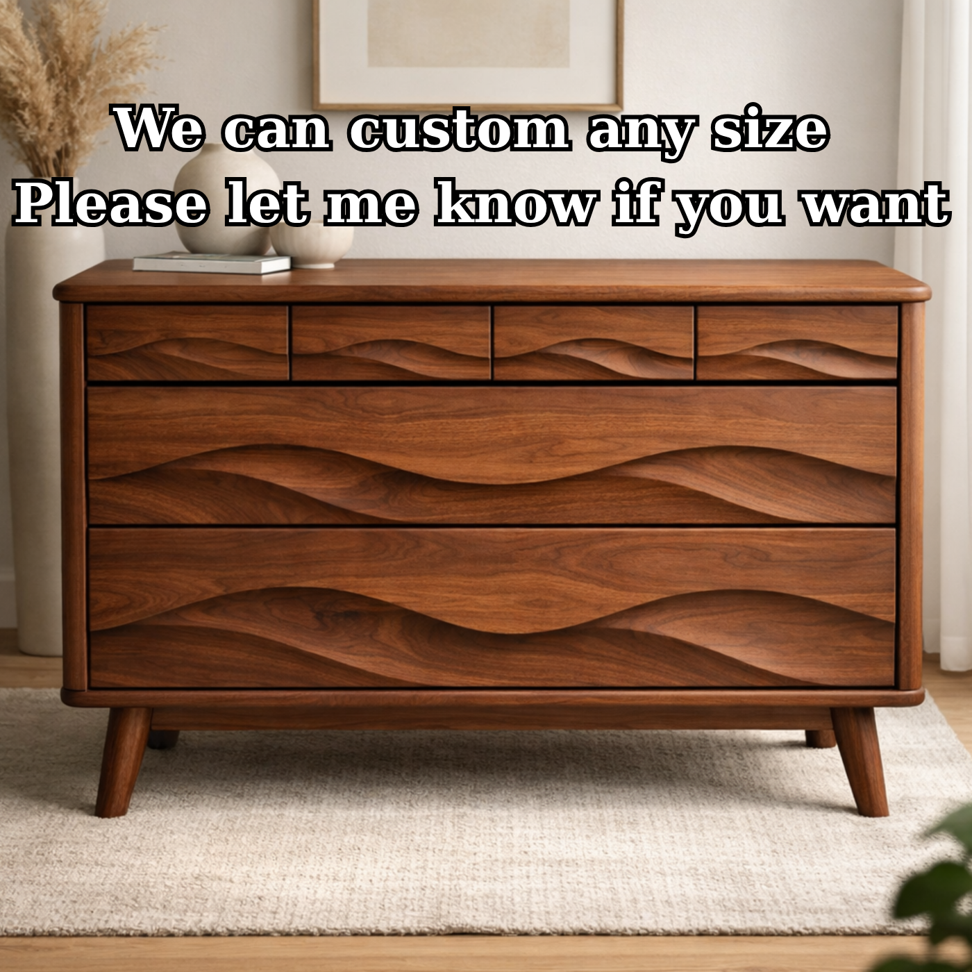Solid Wood Console Table with Multi Layer Wave Drawer Design for Modern Interior - view 7 of 9