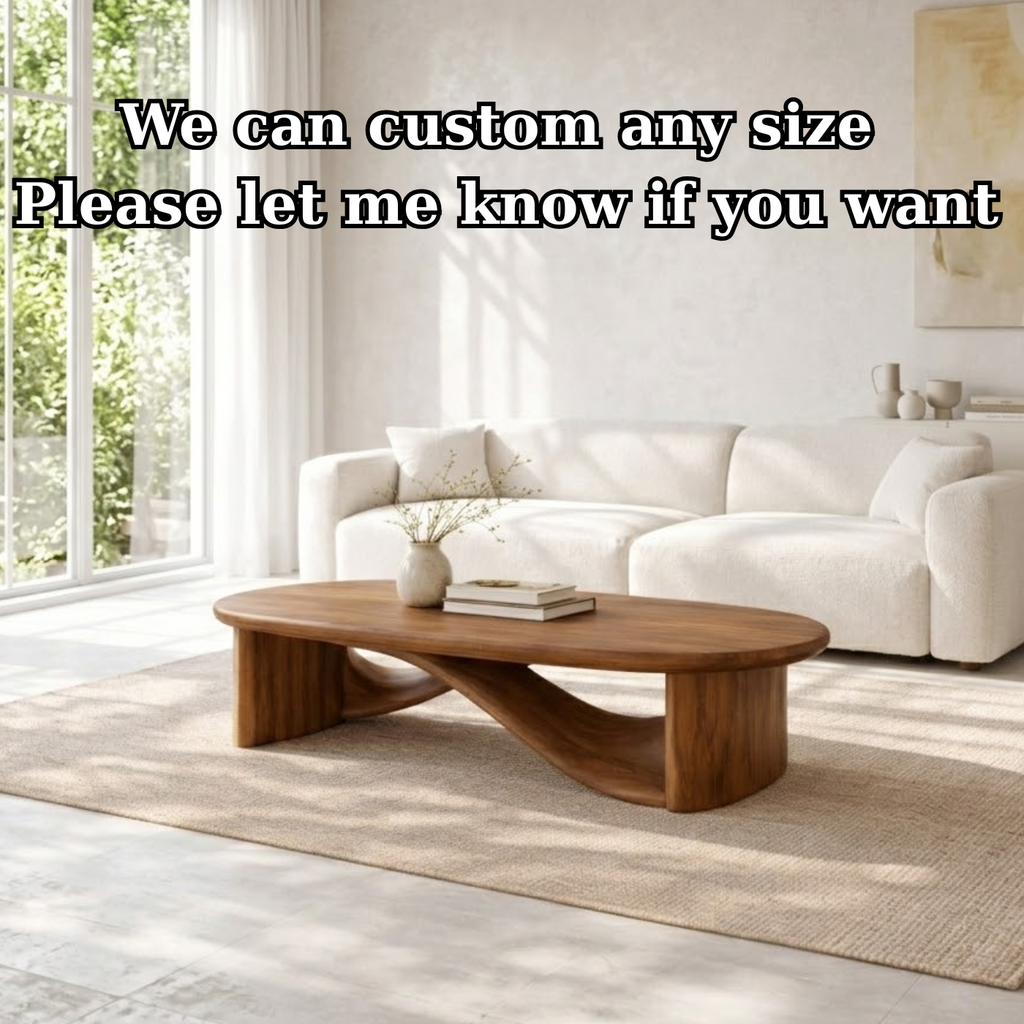 Handcrafted Solid Wood Coffee Table with Sculptural Curved Design - view 7 of 9