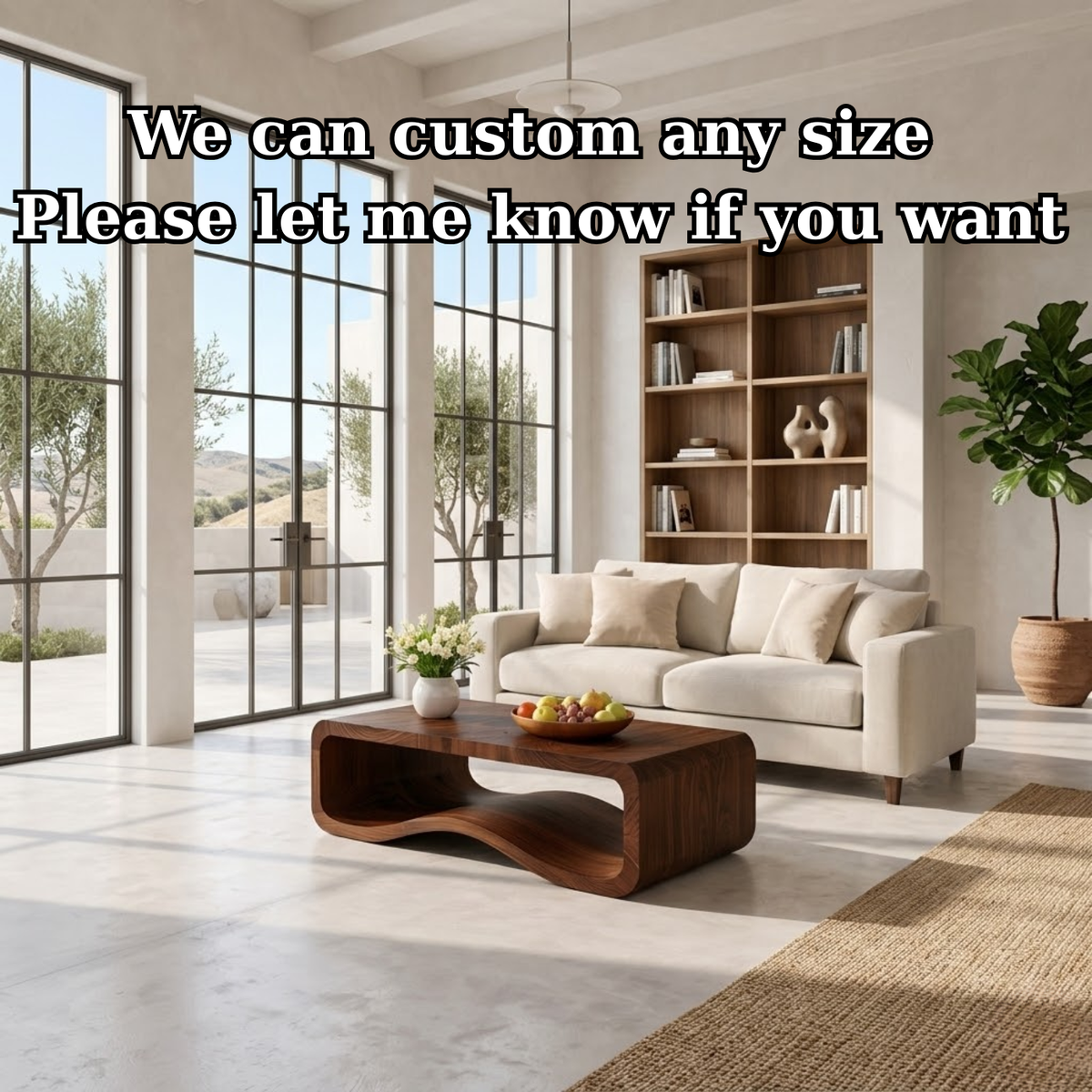 Solid Wood Sculptural Coffee Table with Open Curved Shelf - view 7 of 9