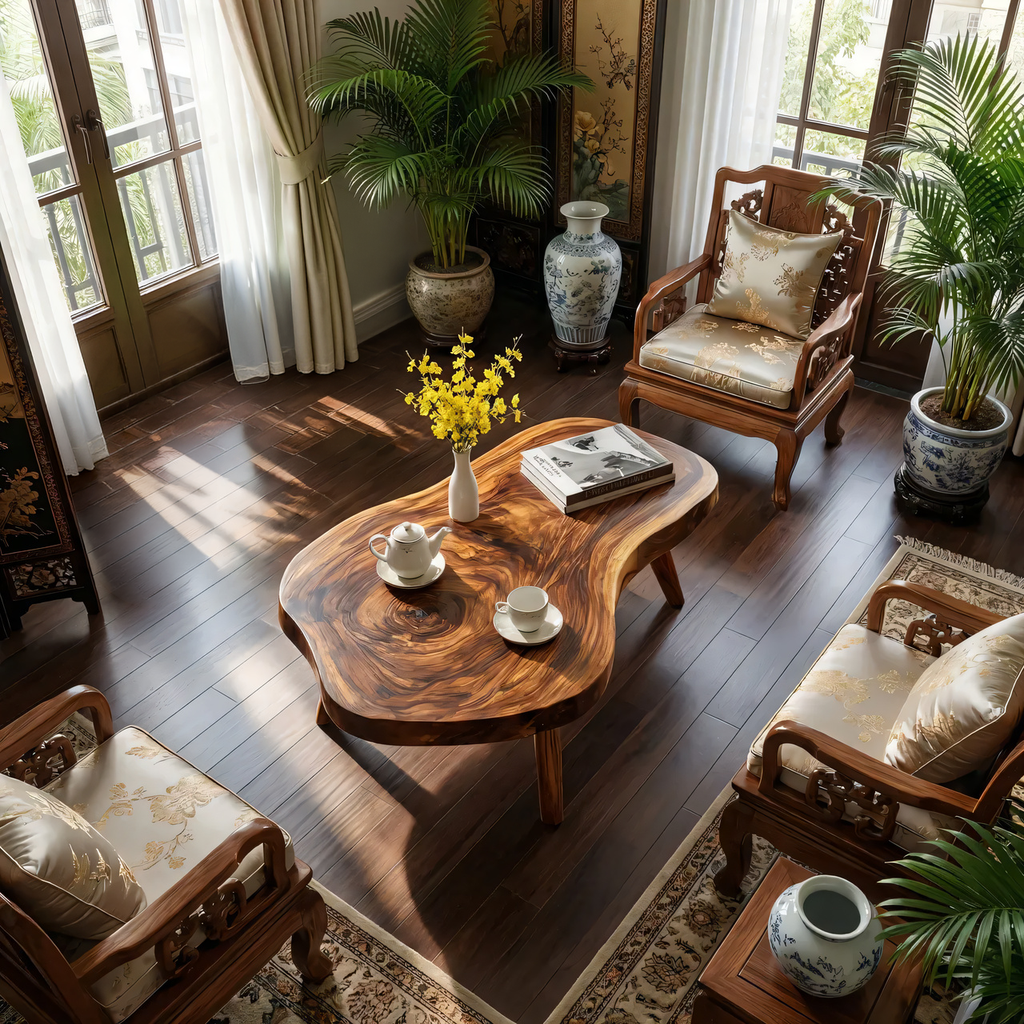 Organic Freeform Coffee Table with Sculpted Tapered Legs - view 5 of 7