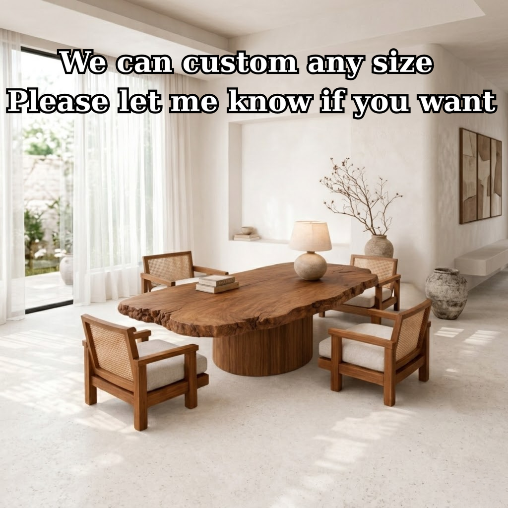 Handcrafted Solid Wood Coffee Table with Live Edge Top and Sculptural Base - view 7 of 9