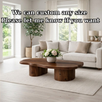 Solid Wood Coffee Table with Organic Shape & Dual Pedestal Base – Modern Rustic Design - view 7 of 9