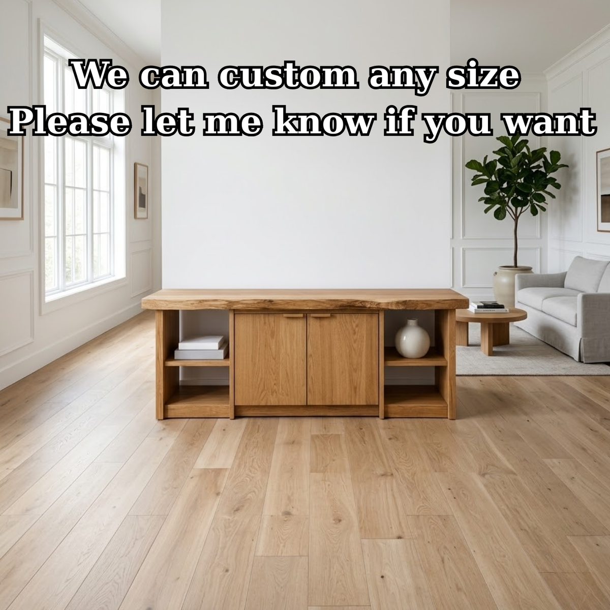 Solid Wood Console Table with Storage Cabinets & Shelves – Modern Rustic Entryway Table - view 7 of 9