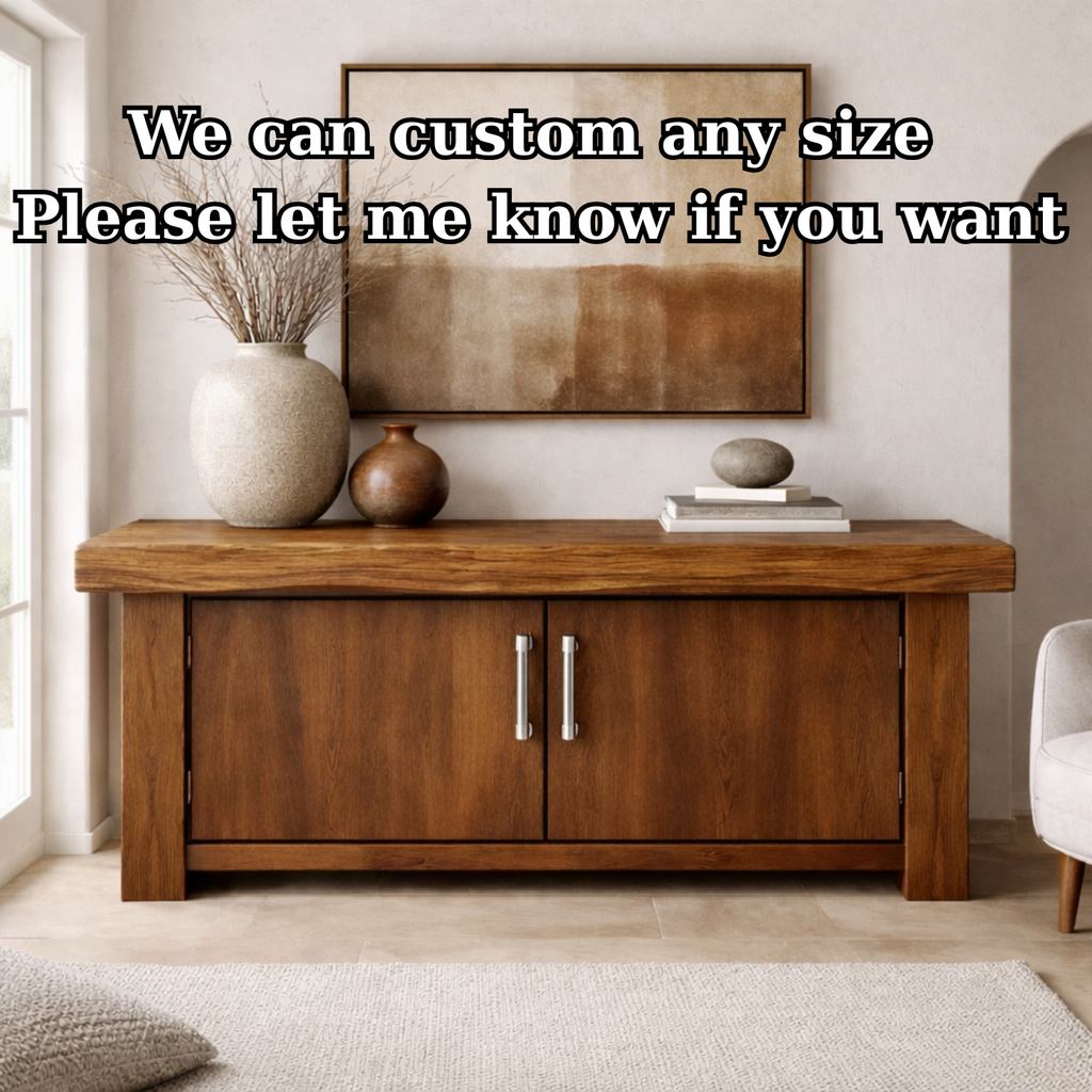 Solid Wood Console Cabinet – Modern Rustic Entryway Storage Table with Double Doors - view 7 of 9