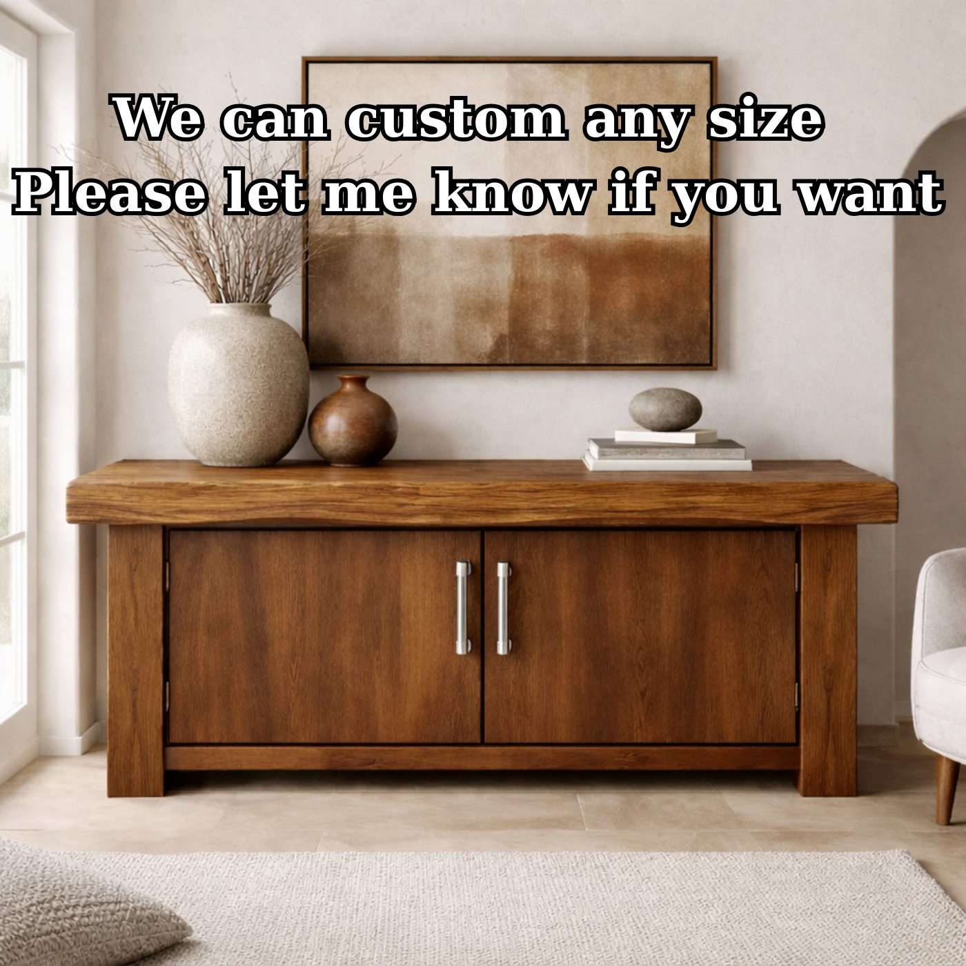 Solid Wood Console Cabinet – Modern Rustic Entryway Storage Table with Double Doors - view 7 of 9