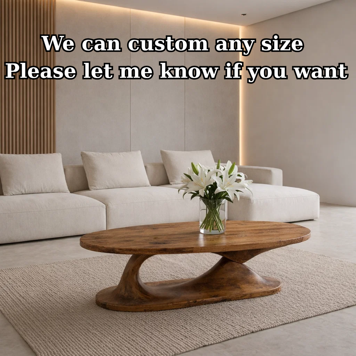 Handcrafted Sculptural Solid Wood Coffee Table, Unique Organic Minimalist Center Table - view 7 of 9