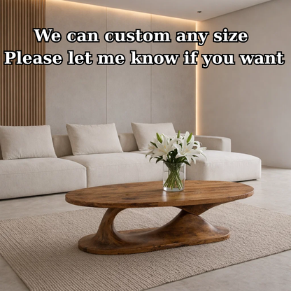 Handcrafted Sculptural Solid Wood Coffee Table, Unique Organic Minimalist Center Table - view 7 of 9