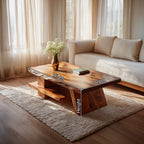 Live Edge Coffee Table With Angled Base Shelf - view 8 of 8