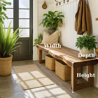 Handcrafted Solid Wood Bench – Live-Edge Entryway Bench with Organic Charm - view 3 of 5
