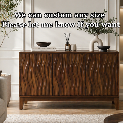 Solid Wood Fluted Console Sideboard – Modern Walnut Storage Cabinet - view 7 of 9
