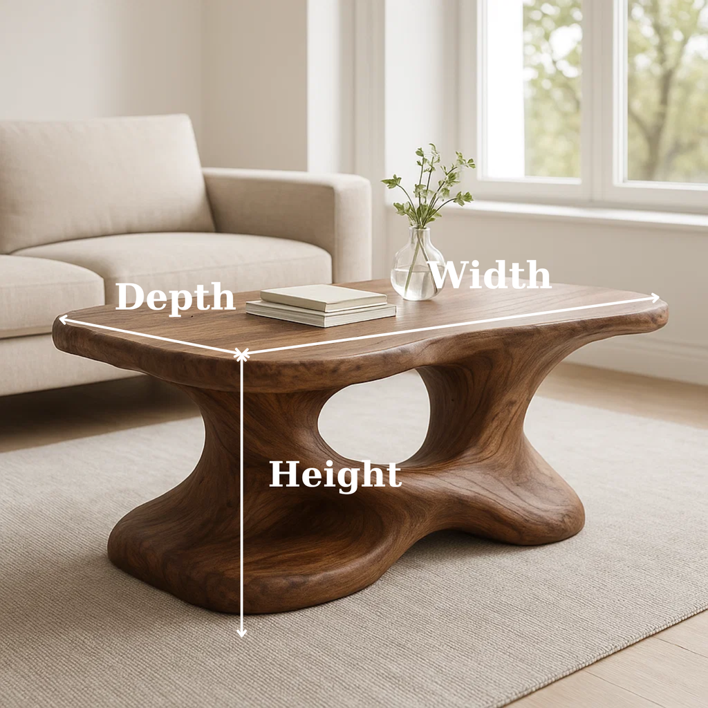 Handcrafted Solid Wood Coffee Table – Sculptural Organic Design for Living Room - view 3 of 6