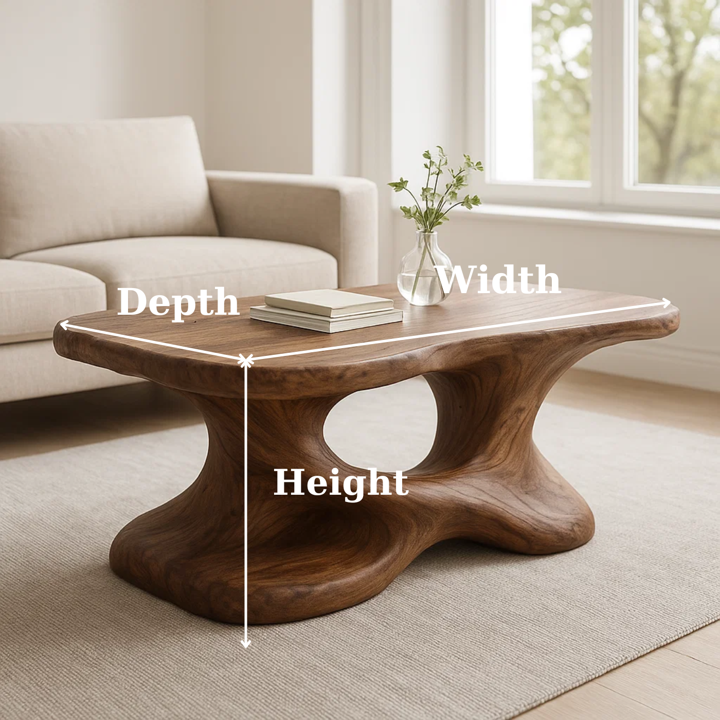 Handcrafted Solid Wood Coffee Table – Sculptural Organic Design for Living Room - view 3 of 6