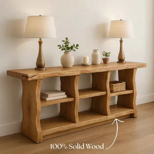Handcrafted Solid Wood Sculptural Console Table – Organic Modern Design - view 3 of 5