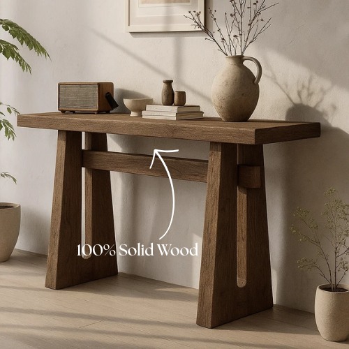 Handcrafted Solid Wood Sculptural Table, Console Table - view 3 of 5
