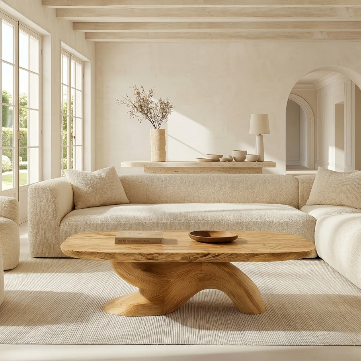 Organic Sculptural Coffee Table with Oval Top, Modern Minimalist Living Room Centerpiece - view 1 of 7