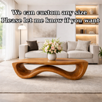 Organic Solid Wood Coffee Table with Sculptural Wave Base and Natural Finish - view 7 of 9