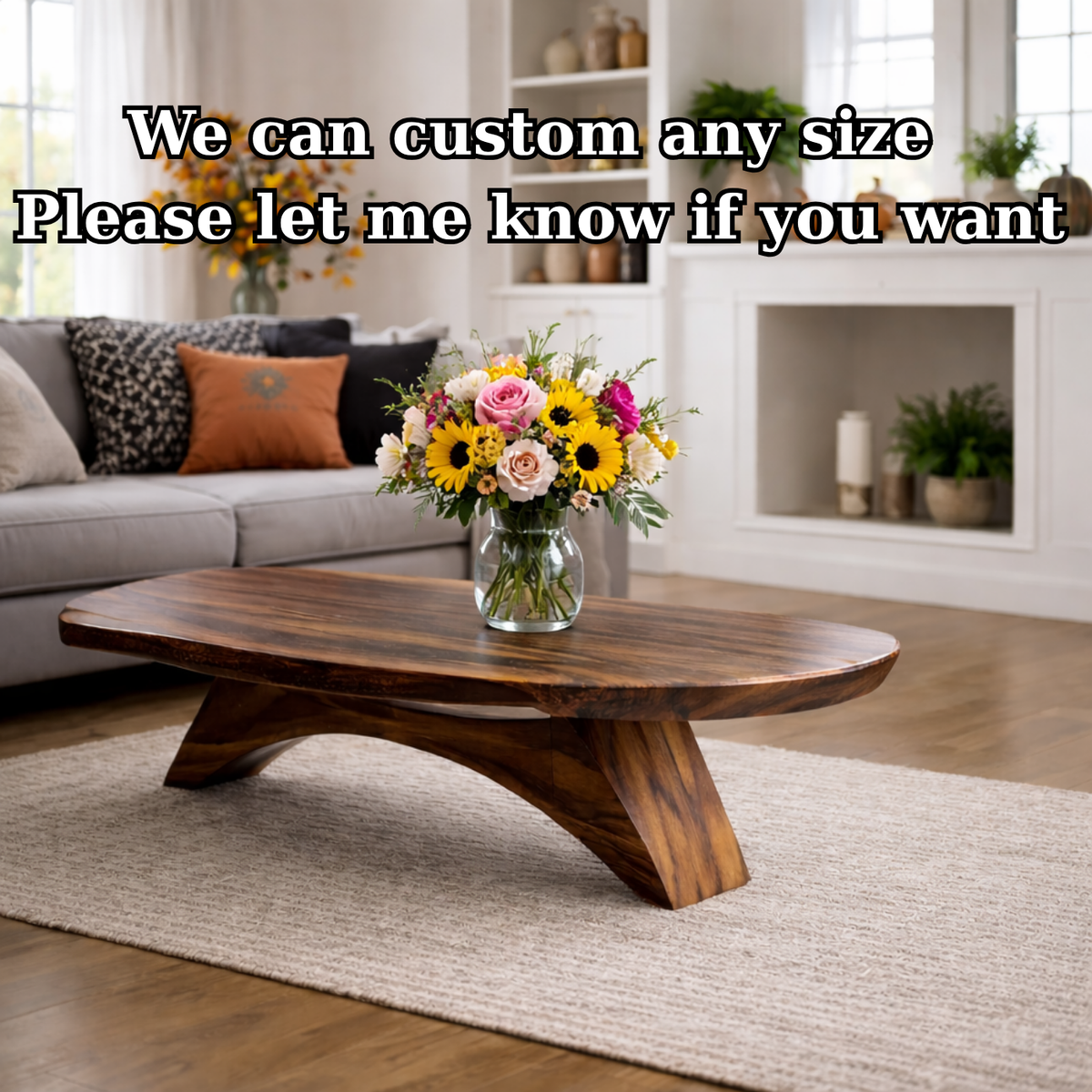 Solid Wood Coffee Table with Sculptural Base and Organic Live Edge Design - view 7 of 9