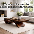 Solid Wood Coffee Table with Sculptural Base and Thick Slab Top - view 7 of 9