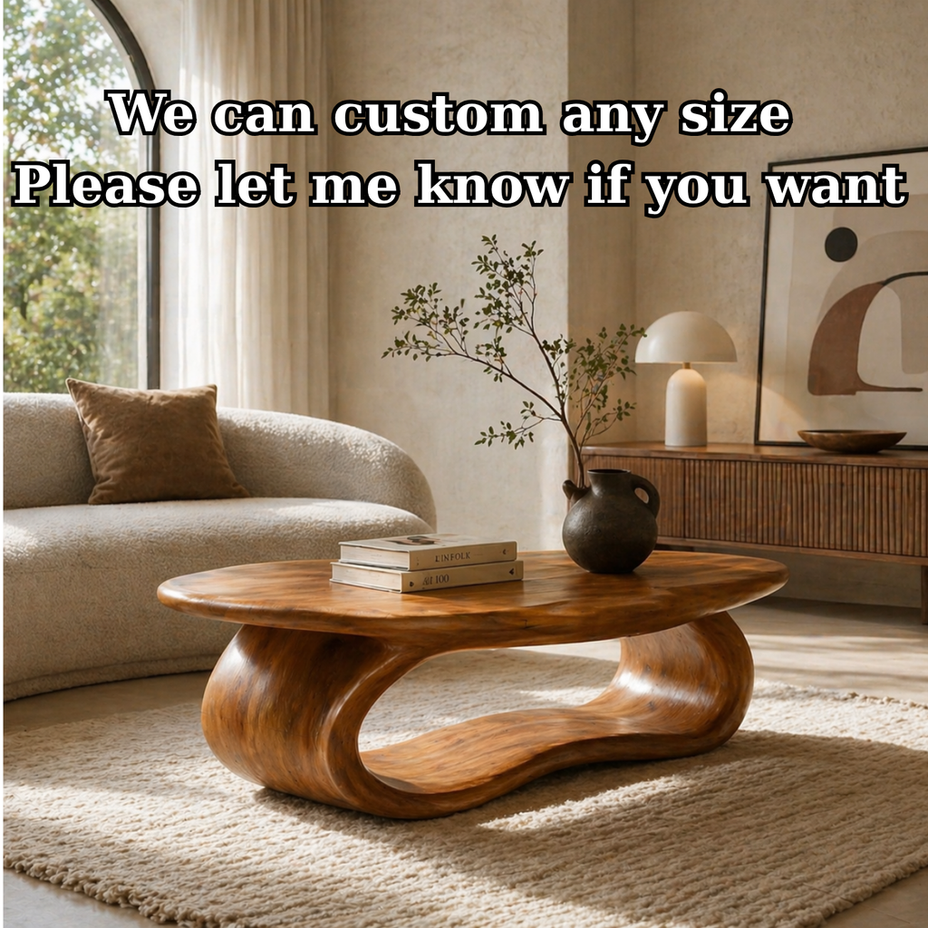 Solid Wood Coffee Table with Sculptural Loop Base and Organic Top - view 7 of 9