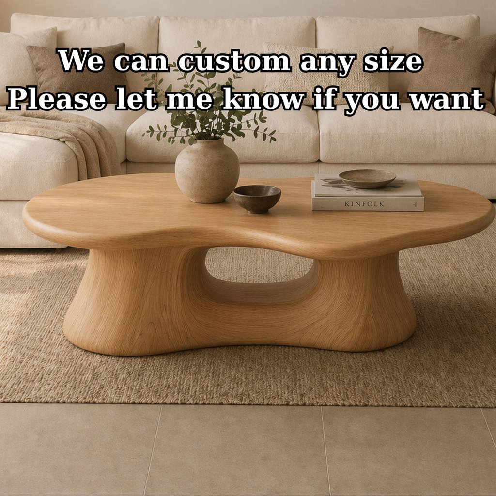 Solid Wood Coffee Table with Sculpted Base and Organic Top - view 7 of 9