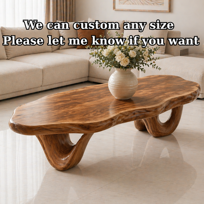 Solid Wood Coffee Table with Live Edge Top and Sculptural Loop Base - view 7 of 9