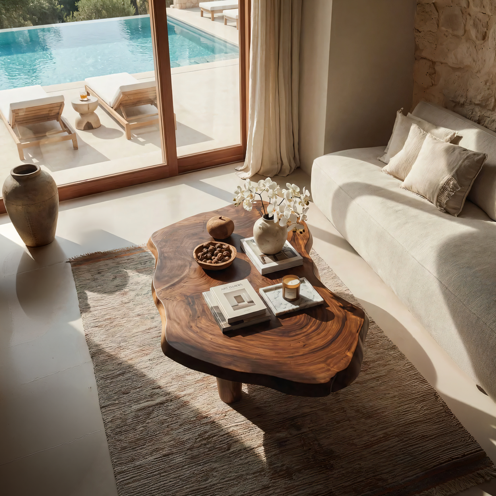 Organic Live Edge Coffee Table with Rounded Solid Legs - view 5 of 7