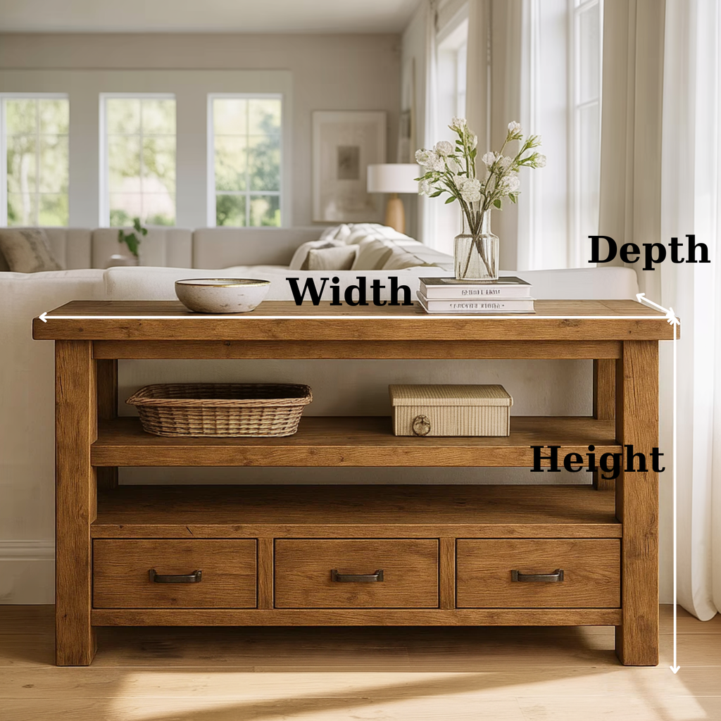 Handcrafted Solid Wood Console Table – Farmhouse Style with Three Storage Drawers - view 4 of 5