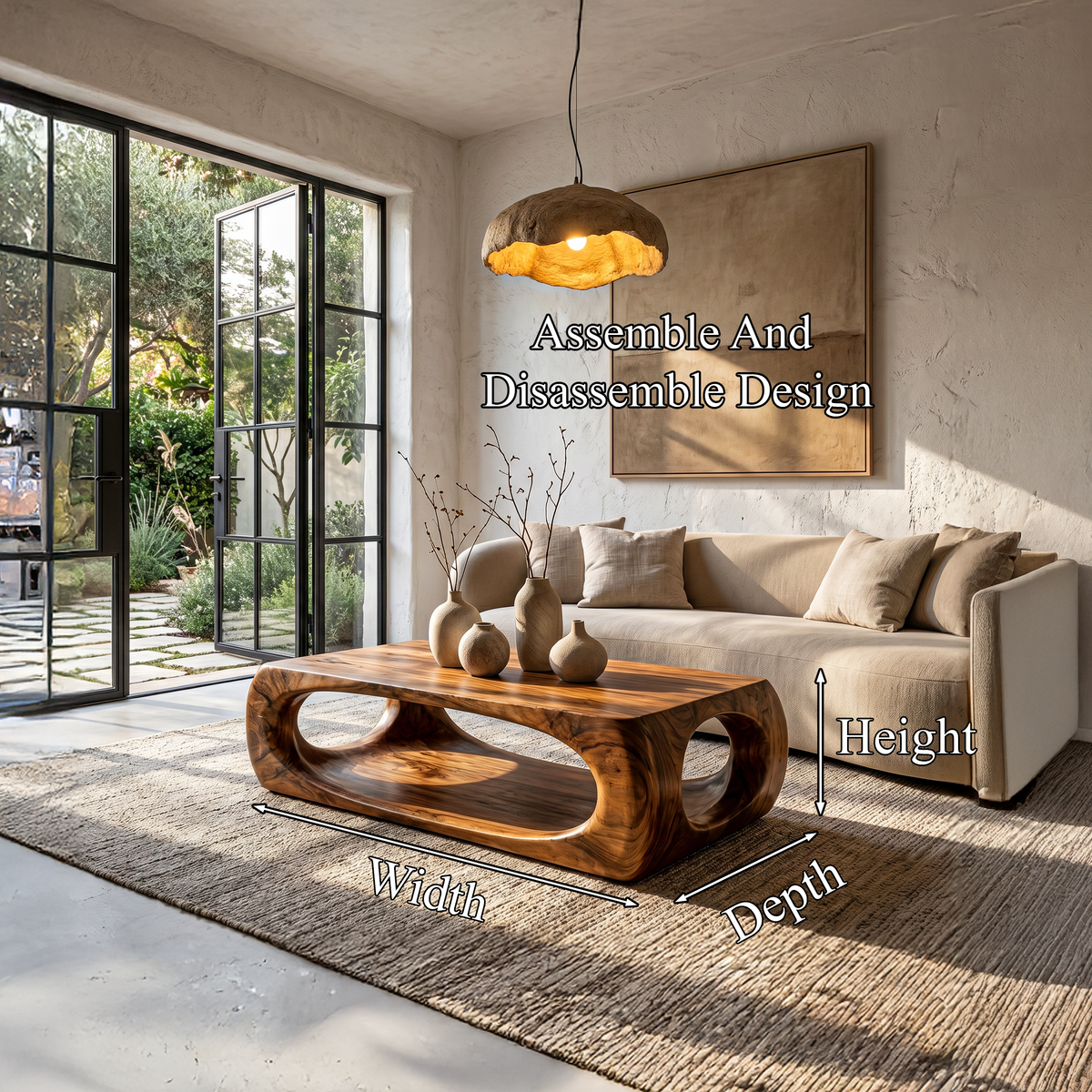 Nature Inspired Coffee Table With Flowing Open Form Base For Living Room - view 8 of 8