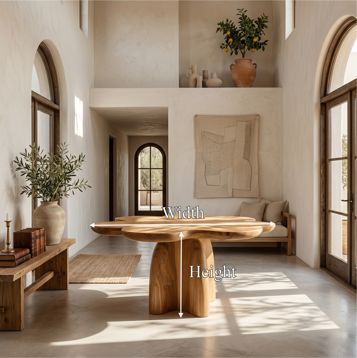 Rustic Foyer Table With Handcrafted Solid Wood Pedestal Base For Entryway And Hallway - view 8 of 8