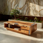 Live Edge Coffee Table With Drawers And Open Storage - view 8 of 8