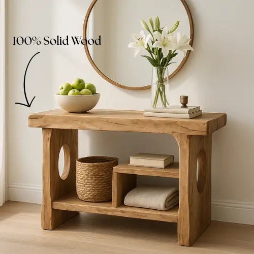 Handcrafted Solid Wood Sculptural Console Table – Organic Contemporary Form - view 3 of 5