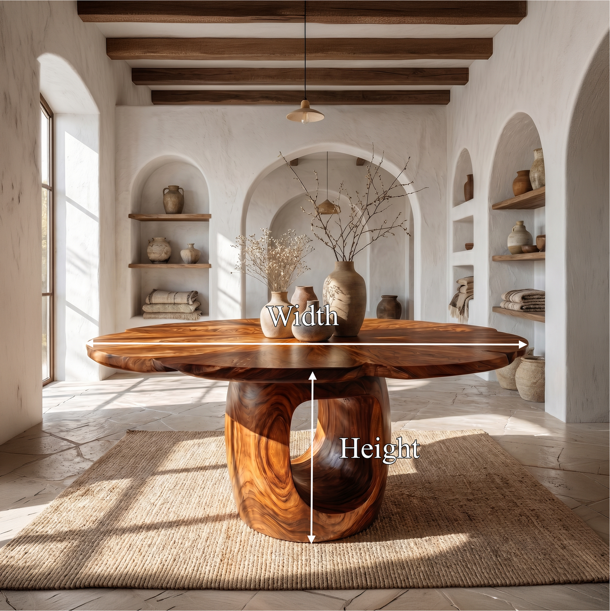 Organic Foyer Table With Sculptural Open Pedestal Base For Hallway - view 8 of 8