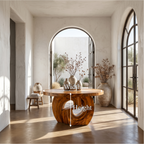 Rustic Foyer Table With Sculptural Ring Pedestal Base For Entryway And Hallway - view 8 of 8
